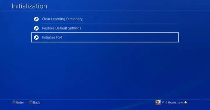 What does it mean to initialize ps4