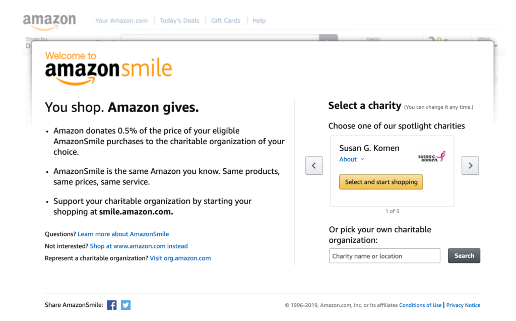 Do I have to create a new Amazon account for Amazon Smile? 