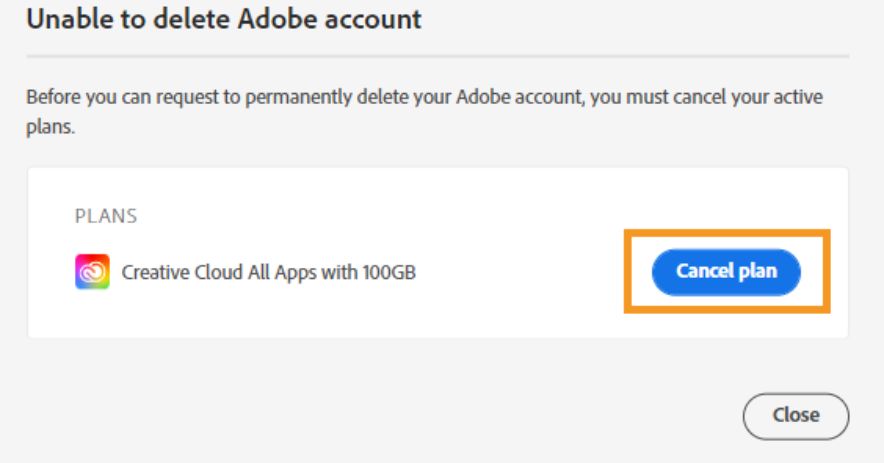 how do i delete my adobe account without fees