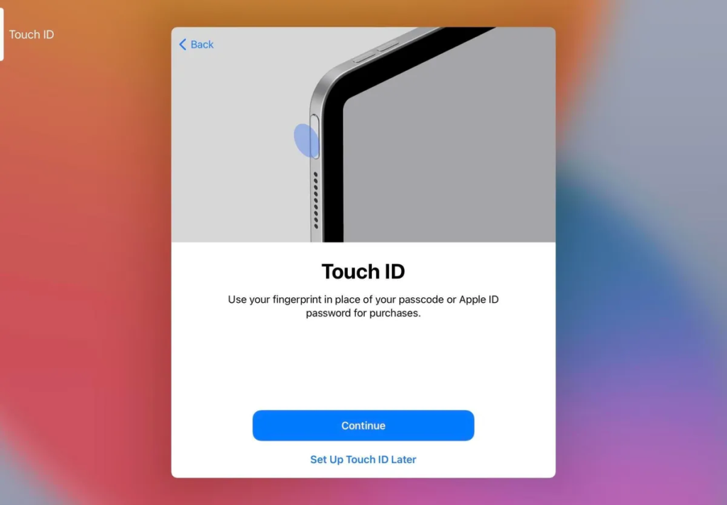 how to add fingerprint to ipad