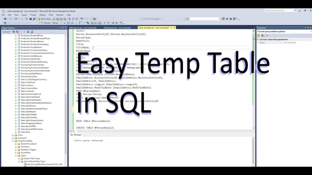 create temp table sql server