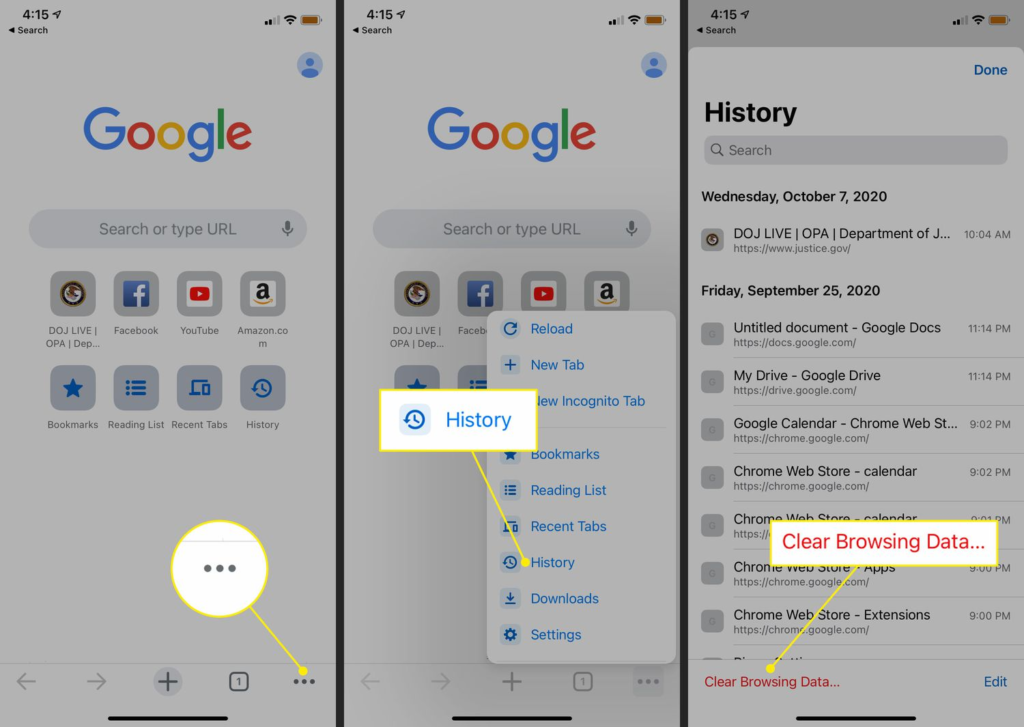 how to clear browser history on iphone